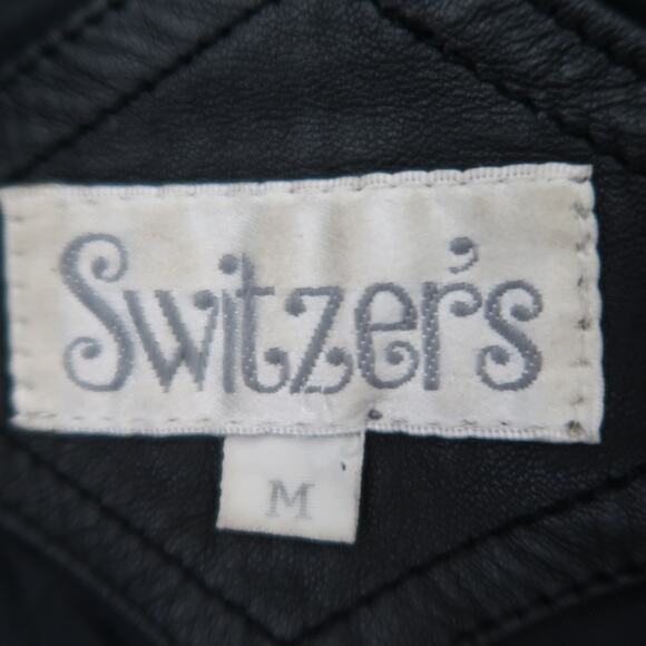 Vintage 80s Switzer's Black Leather Dolman Sleeve Jacket Womens M - Picture 5 of 10